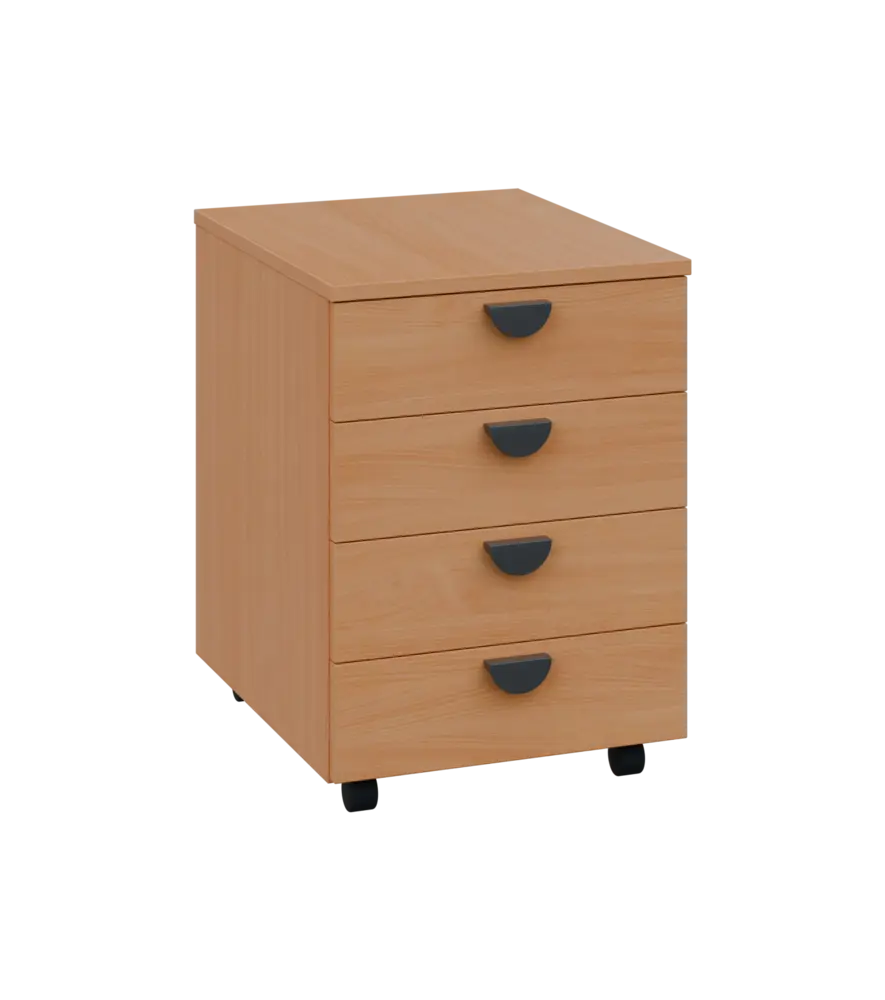 TK - 01 kontejner pojízdný, 4-zásuvkový, deska 18 mm, bez zámku, buk royal